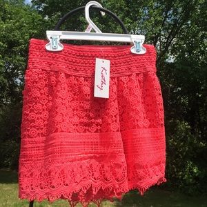 Pink woven never worn lace shorts